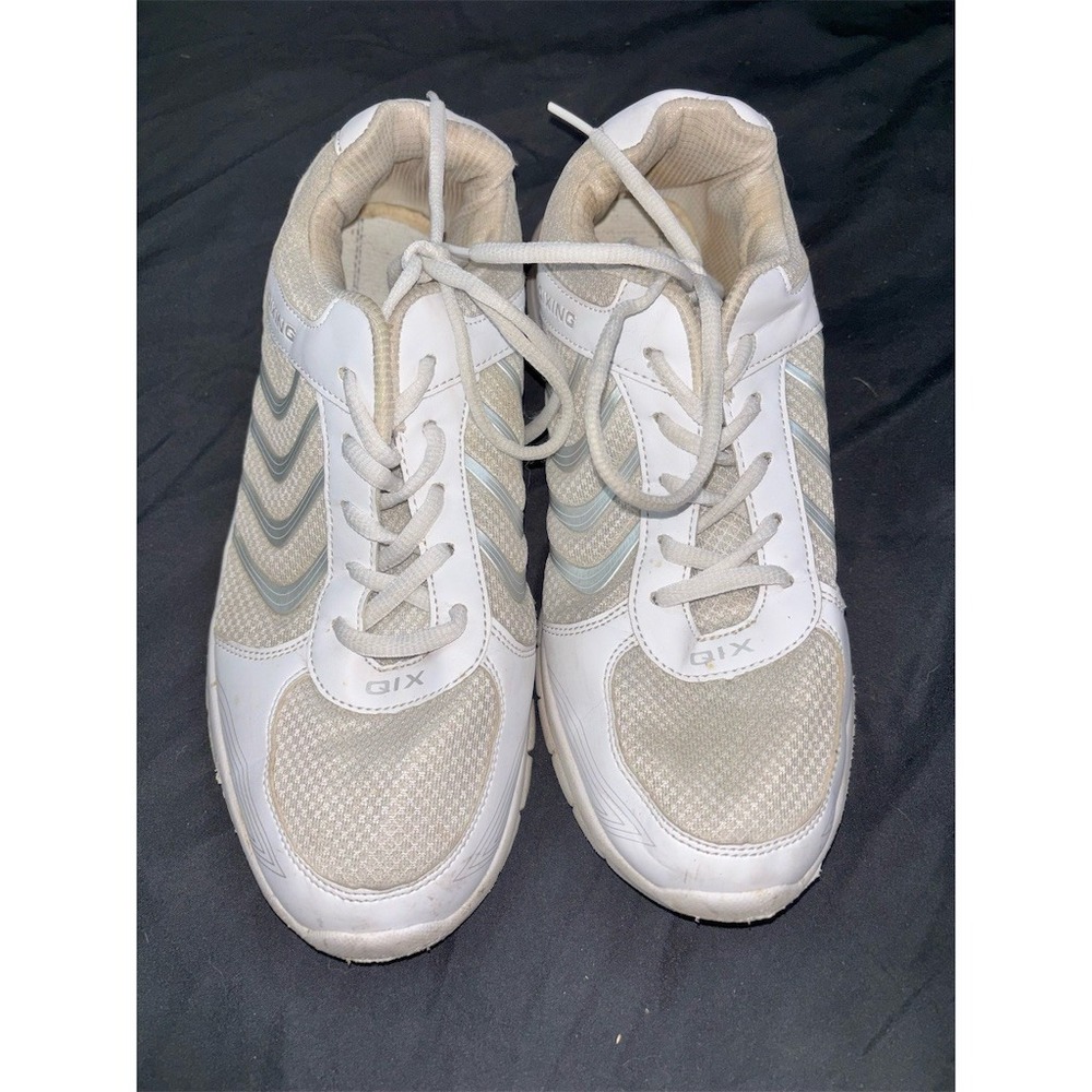 QIXING Sneakers Womens EU 41.5 White Mesh Lace Up Running Walk Athletic M8 W10